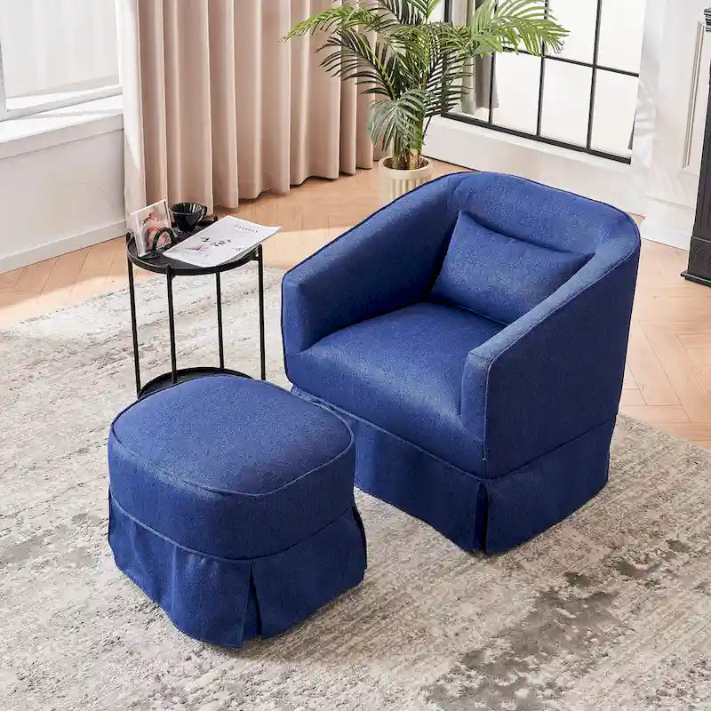 Fauteuil d'appoint pivotant avec pouf - Rotation à 360°