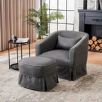 Fauteuil d'appoint pivotant avec pouf - Rotation à 360°