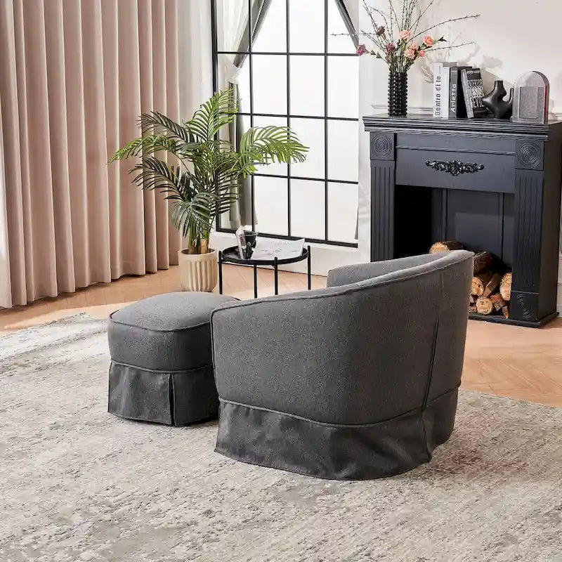 Fauteuil d'appoint pivotant avec pouf - Rotation à 360°