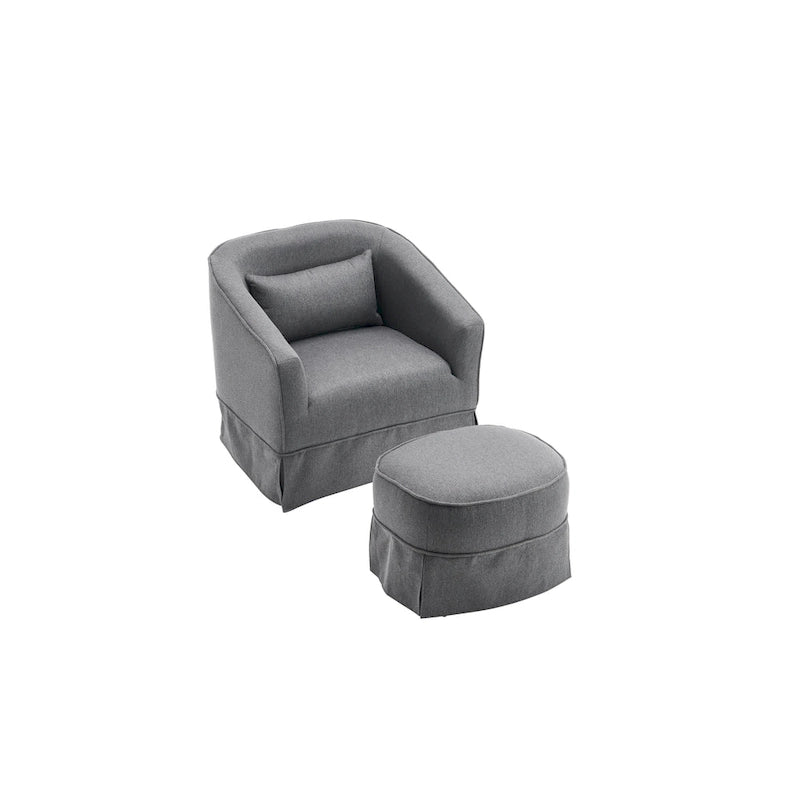 Fauteuil d'appoint pivotant avec pouf - Rotation à 360°