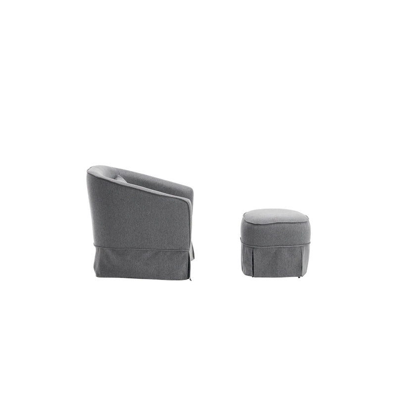 Fauteuil d'appoint pivotant avec pouf - Rotation à 360°