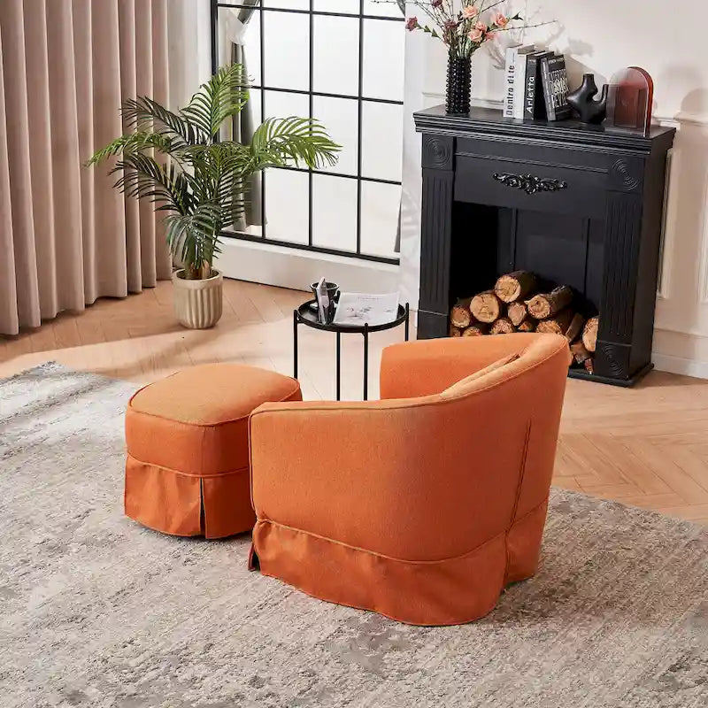 Fauteuil d'appoint pivotant avec pouf - Rotation à 360°