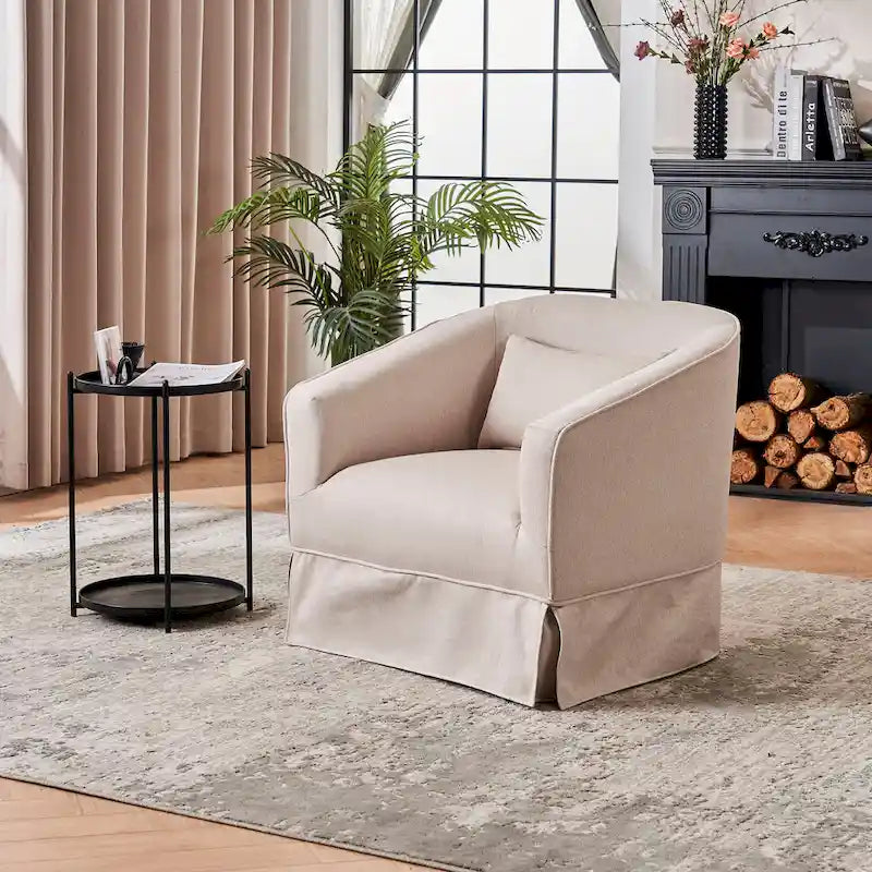 Fauteuil d'appoint pivotant avec pouf - Rotation à 360°