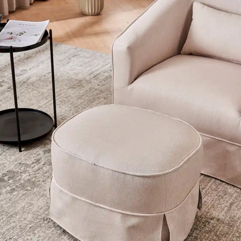 Fauteuil d'appoint pivotant avec pouf - Rotation à 360°