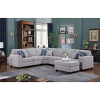 Canapé d'angle réversible rembourré avec ottoman – Gris clair