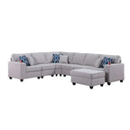 Canapé d'angle réversible rembourré avec ottoman – Gris clair