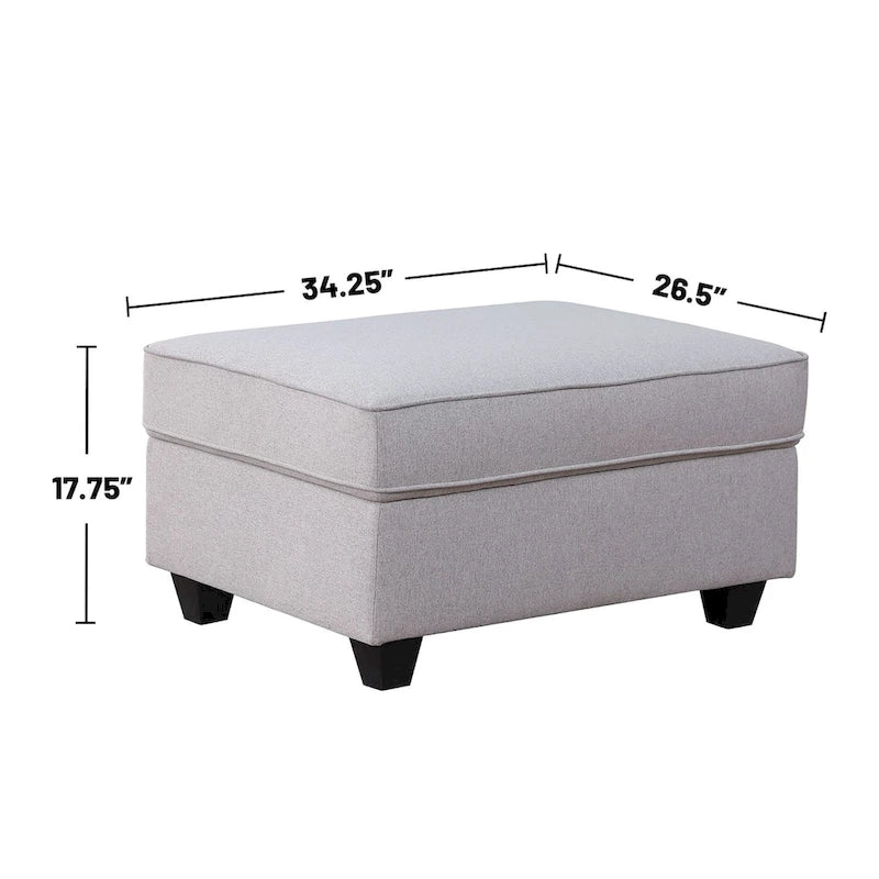 Canapé d'angle réversible rembourré avec ottoman – Gris clair