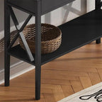Console de 47 po avec tiroirs et étagère centrale - Plateau en bois d'hévéa naturel