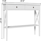 Console de 47 po avec tiroirs et étagère centrale - Plateau en bois d'hévéa naturel