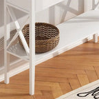 Console de 47 po avec tiroirs et étagère centrale - Plateau en bois d'hévéa naturel