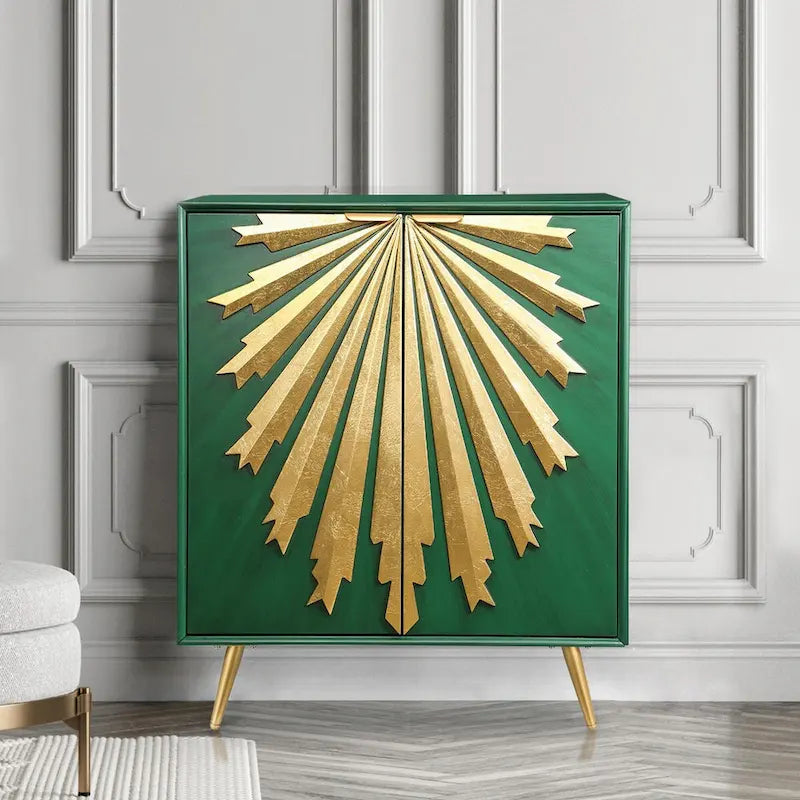 Buffet 2 portes style Mid-Century Modern Sunburst – Bois massif et MDF