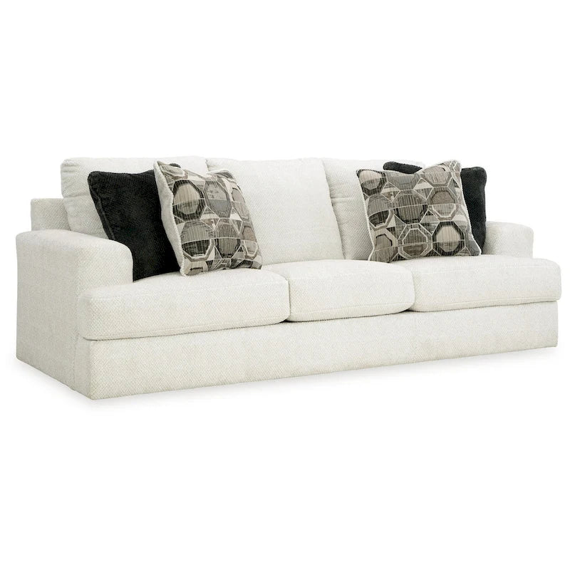 Canapé surdimensionné blanc en polyester de 96 po avec coussins décoratifs et mousse haute résilience