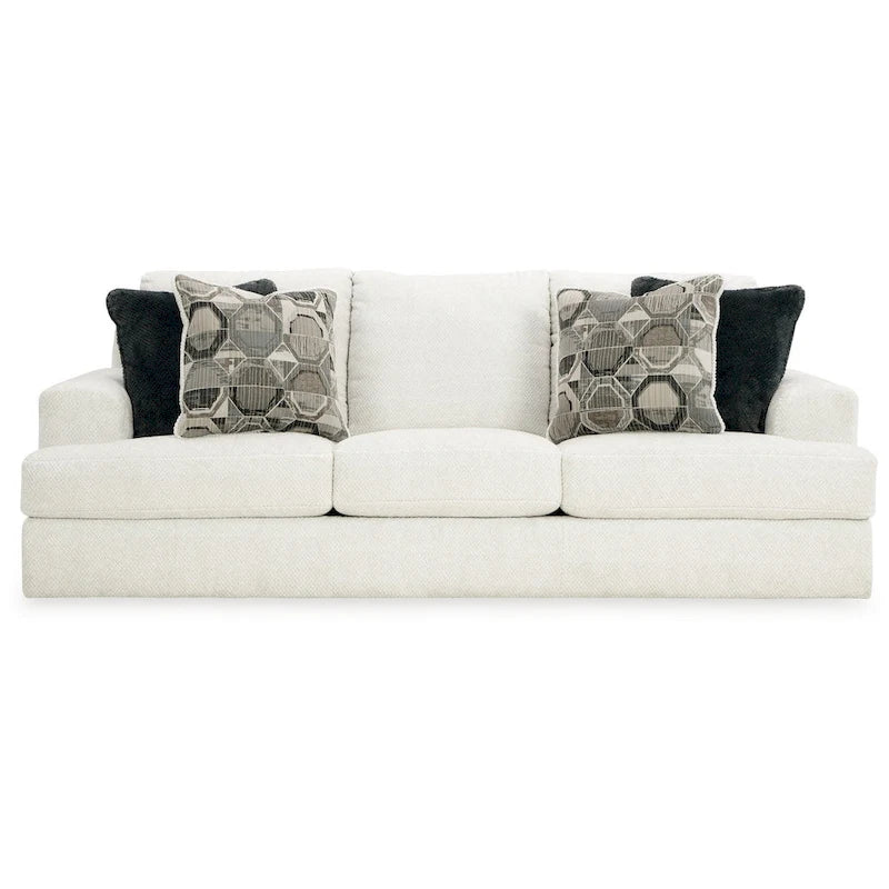 Canapé surdimensionné blanc en polyester de 96 po avec coussins décoratifs et mousse haute résilience