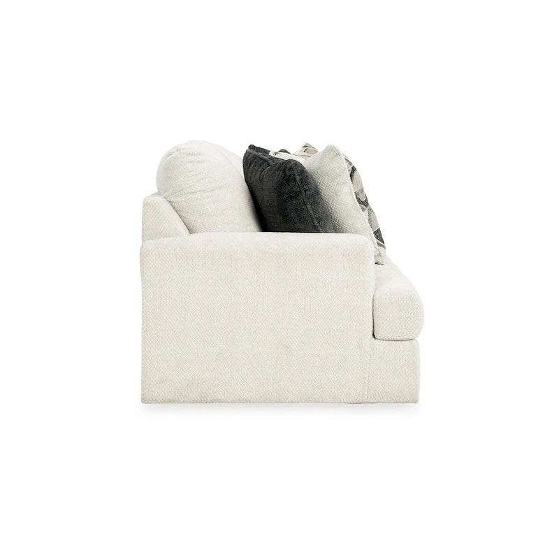 Canapé surdimensionné blanc en polyester de 96 po avec coussins décoratifs et mousse haute résilience