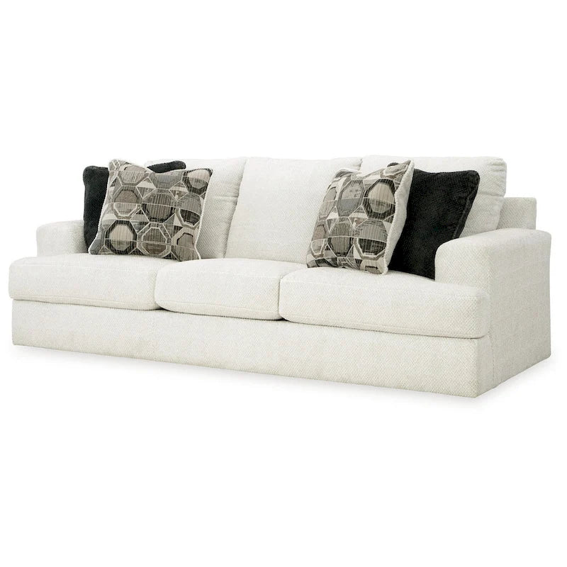 Canapé surdimensionné blanc en polyester de 96 po avec coussins décoratifs et mousse haute résilience