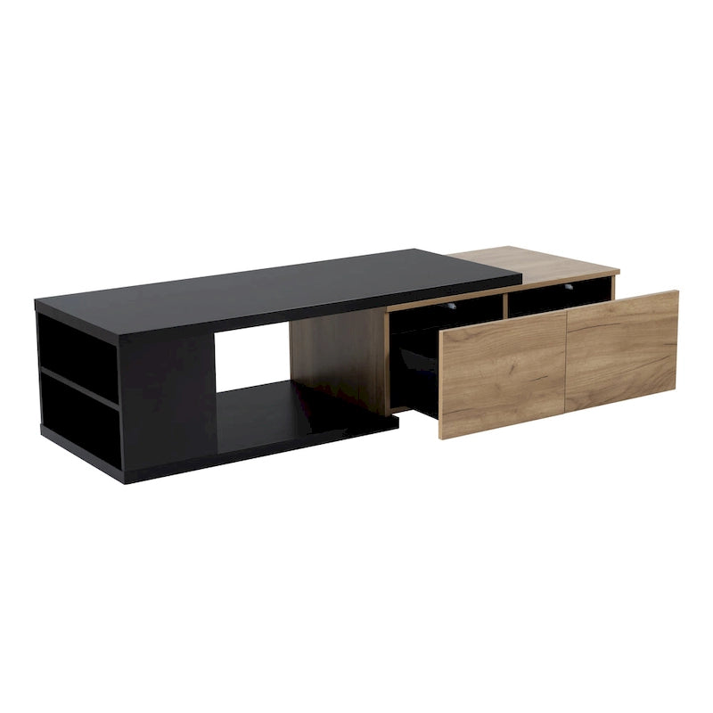 Table basse extensible avec 2 tiroirs de rangement – Design bicolore
