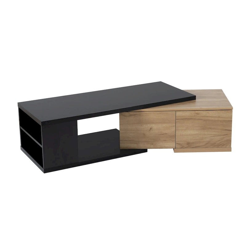 Table basse extensible avec 2 tiroirs de rangement – Design bicolore