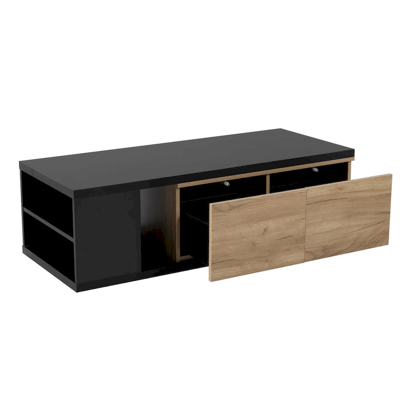 Table basse extensible avec 2 tiroirs de rangement – Design bicolore