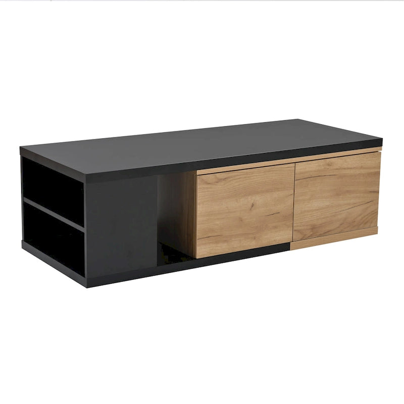 Table basse extensible avec 2 tiroirs de rangement – Design bicolore