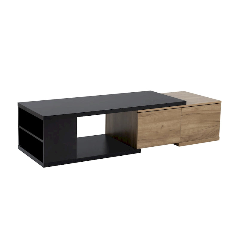Table basse extensible avec 2 tiroirs de rangement – Design bicolore