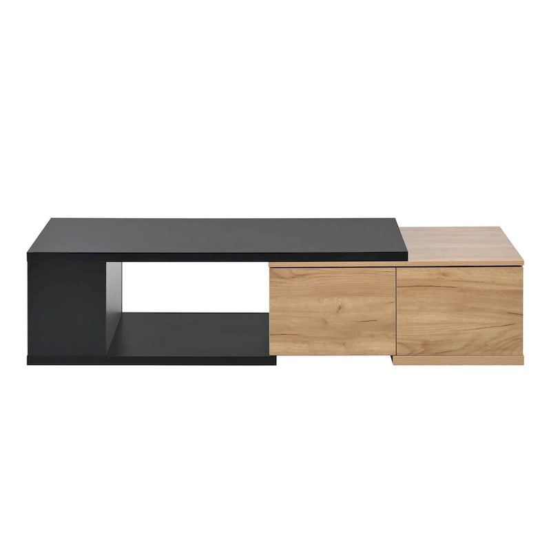 Table basse extensible avec 2 tiroirs de rangement – Design bicolore