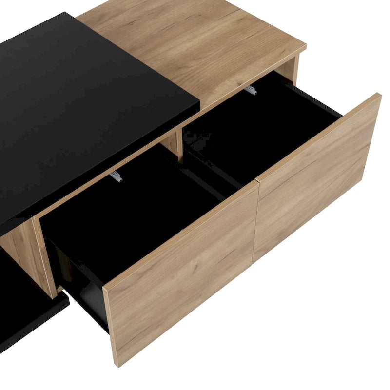 Table basse extensible avec 2 tiroirs de rangement – Design bicolore