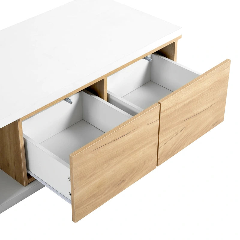 Table basse extensible avec 2 tiroirs de rangement – Design bicolore