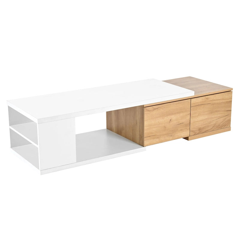 Table basse extensible avec 2 tiroirs de rangement – Design bicolore