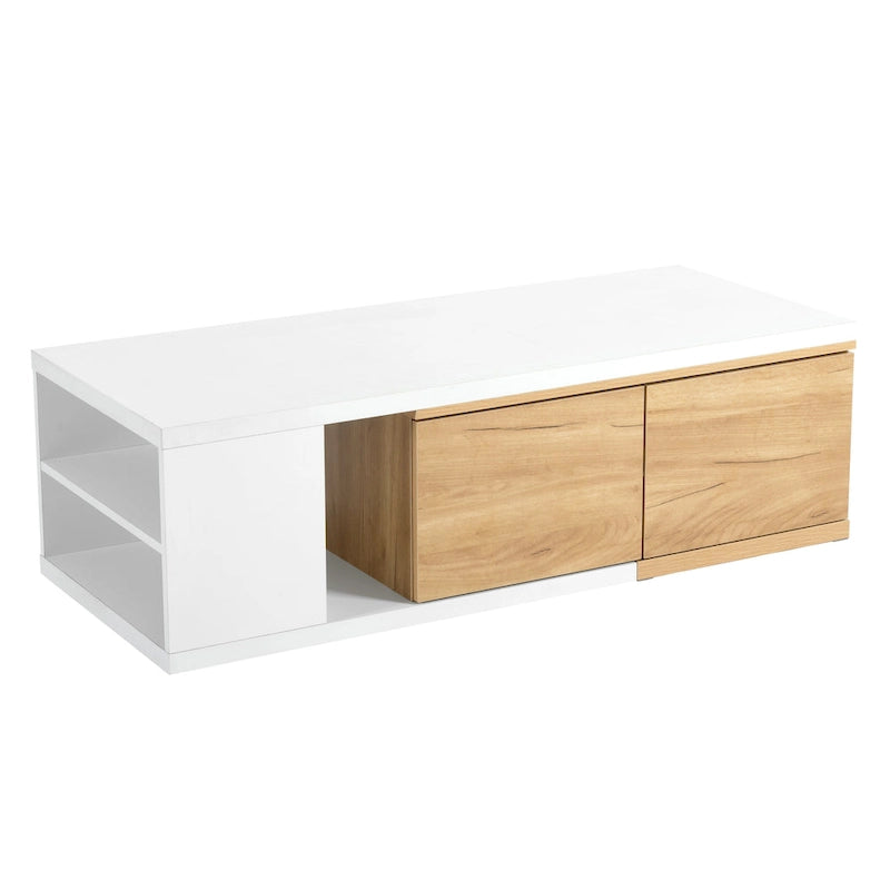 Table basse extensible avec 2 tiroirs de rangement – Design bicolore