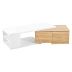 Table basse extensible avec 2 tiroirs de rangement – Design bicolore