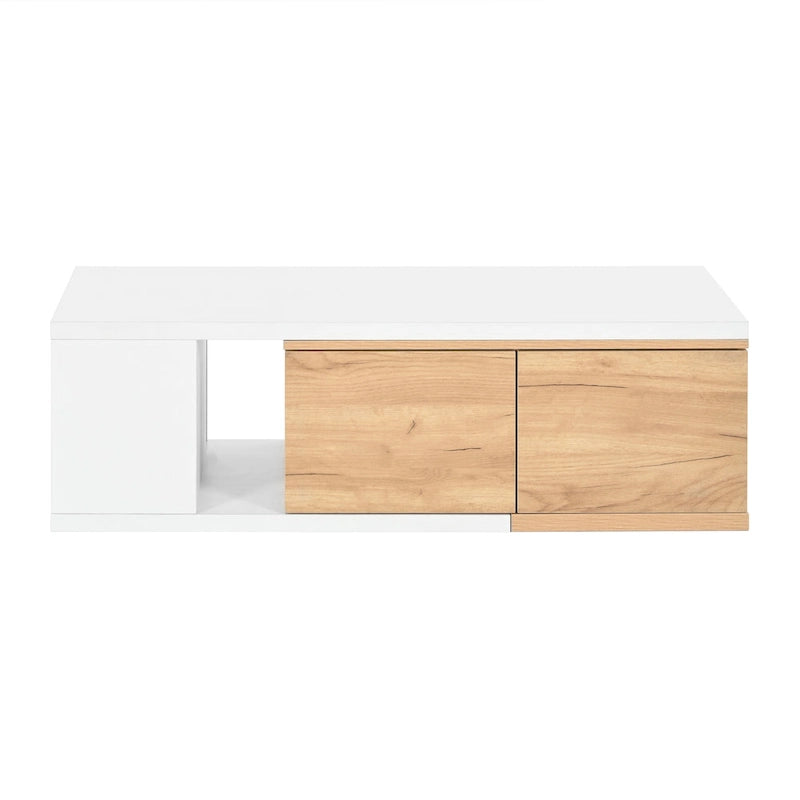 Table basse extensible avec 2 tiroirs de rangement – Design bicolore
