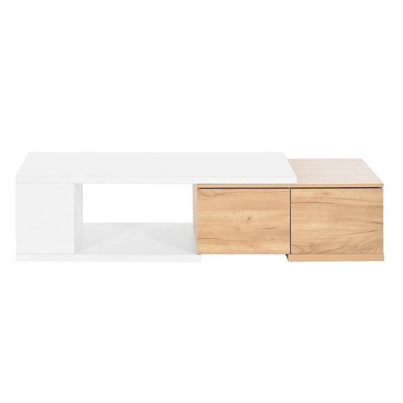 Table basse extensible avec 2 tiroirs de rangement – Design bicolore