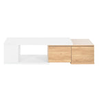 Table basse extensible avec 2 tiroirs de rangement – Design bicolore