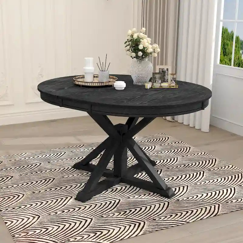 Table à manger extensible rétro avec rallonge papillon - Jusqu'à 6 personnes