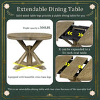 Table à manger extensible rétro avec rallonge papillon - Jusqu'à 6 personnes