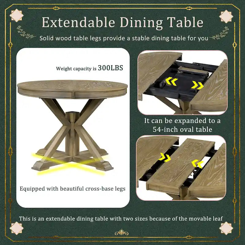 Table à manger extensible rétro avec rallonge papillon - Jusqu'à 6 personnes