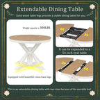 Table à manger extensible rétro avec rallonge papillon - Jusqu'à 6 personnes