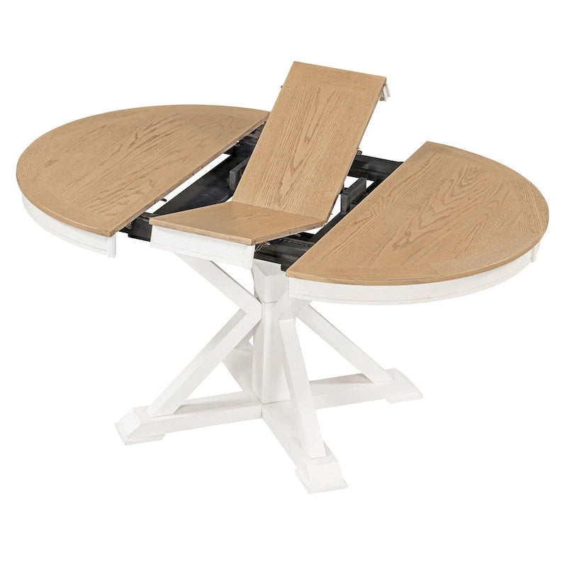 Table à manger extensible rétro avec rallonge papillon - Jusqu'à 6 personnes