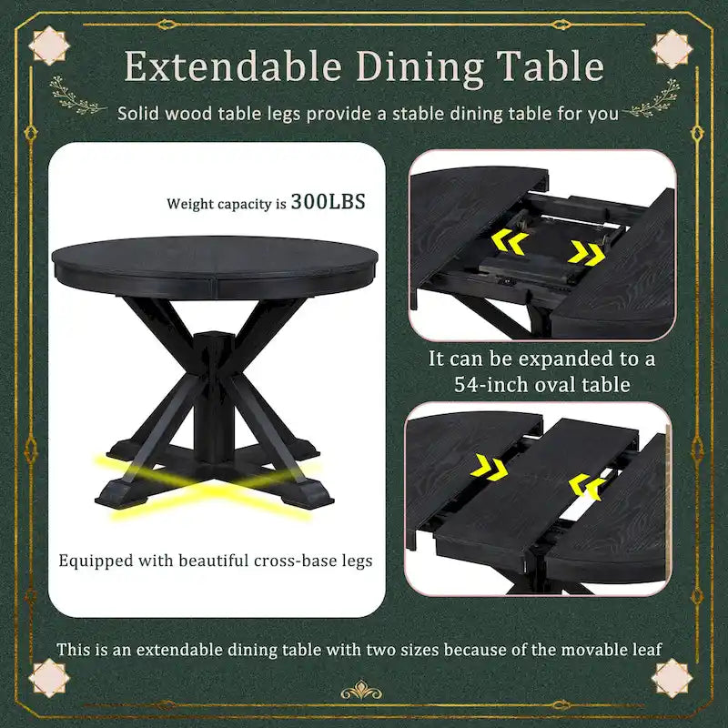 Table à manger extensible rétro avec rallonge papillon - Jusqu'à 6 personnes