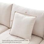 Canapé d'angle moderne en L à rayures verticales, avec pouf et 2 oreillers - Beige