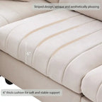 Canapé d'angle moderne en L à rayures verticales, avec pouf et 2 oreillers - Beige