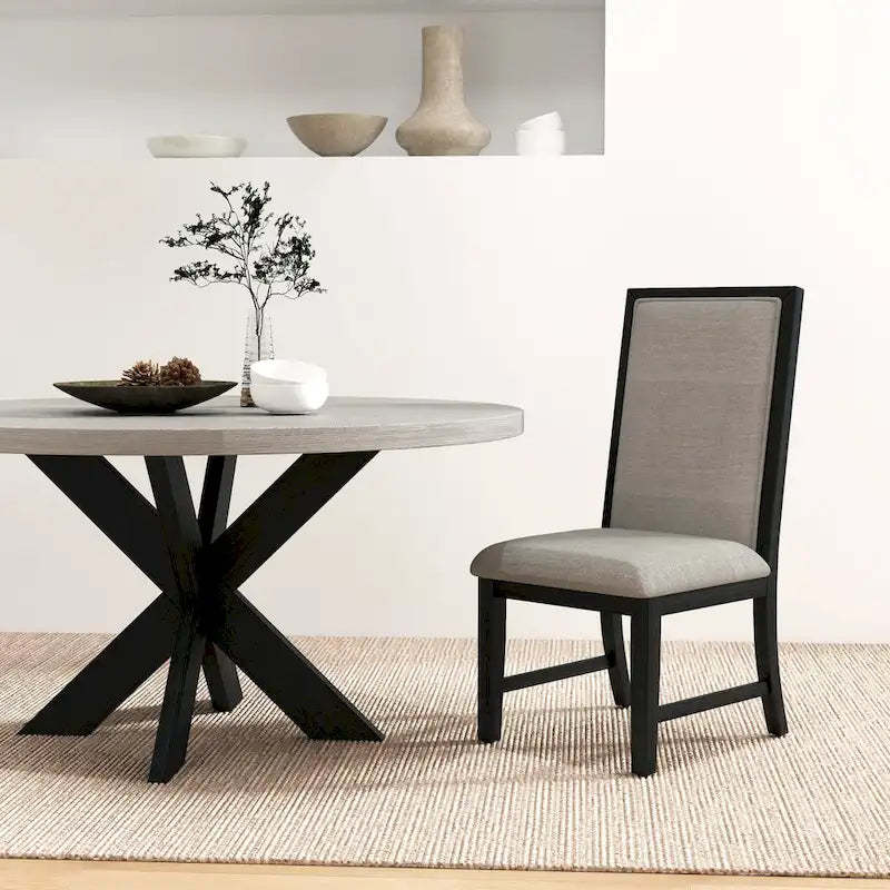 Table à manger ronde de 122 cm avec piètement entrecroisé - Gris