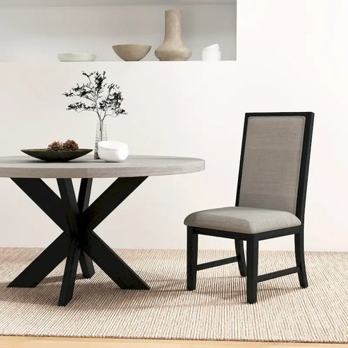 Table à manger ronde de 122 cm avec piètement entrecroisé - Gris
