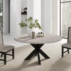 Table à manger ronde de 122 cm avec piètement entrecroisé - Gris
