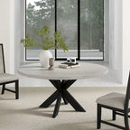 Table à manger ronde de 122 cm avec piètement entrecroisé - Gris