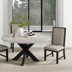 Table à manger ronde de 122 cm avec piètement entrecroisé - Gris