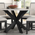 Table à manger ronde de 122 cm avec piètement entrecroisé - Gris