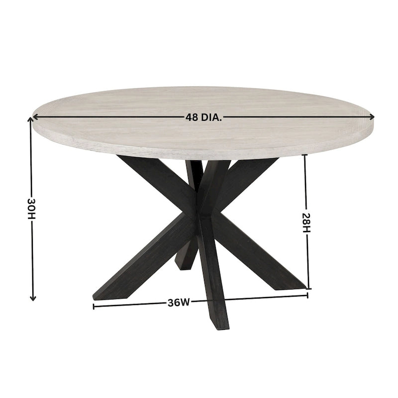 Table à manger ronde de 122 cm avec piètement entrecroisé - Gris