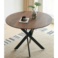 Table à manger ronde sur pied du milieu du siècle avec plateau en MDF et pieds en métal