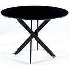 Table à manger ronde sur pied du milieu du siècle avec plateau en MDF et pieds en métal